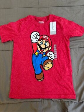 Carter's Red Super Mario Graphic Tee with Blue Overalls